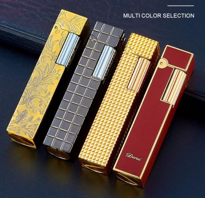 Изысканная Бензиновая Зажигалка Derui – Элегантность в Красном и Золотом