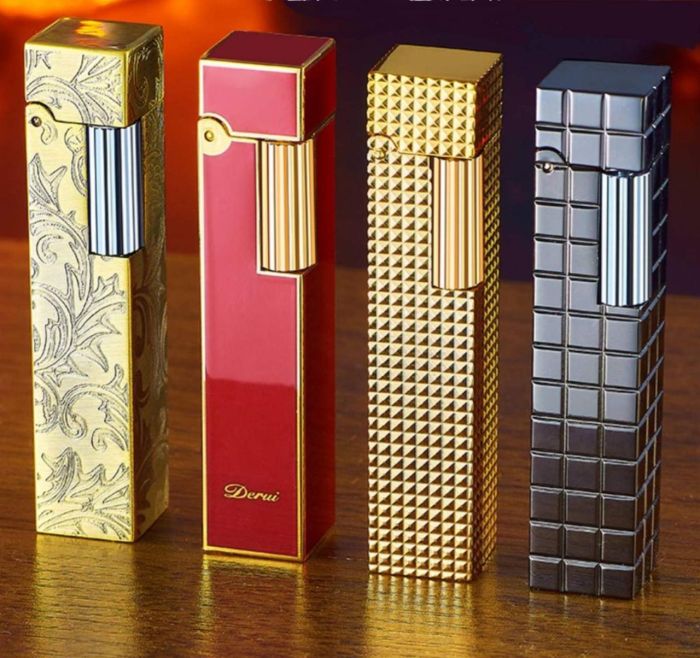 Изысканная Бензиновая Зажигалка Derui – Элегантность в Красном и Золотом