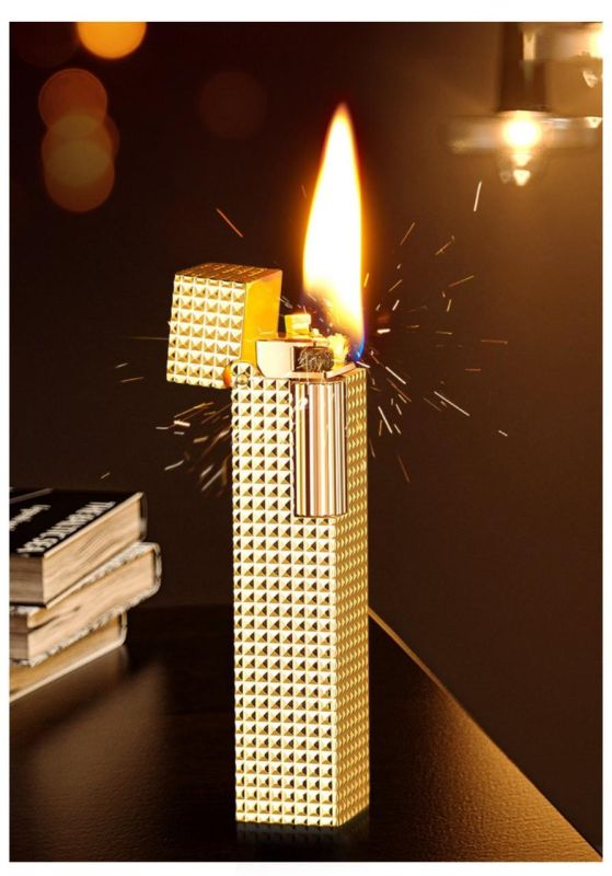 Эксклюзивная Бензиновая Зажигалка Derui фактурная золотистая
