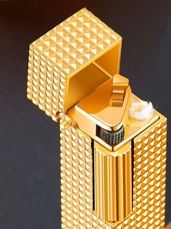 Эксклюзивная Бензиновая Зажигалка Derui фактурная золотистая