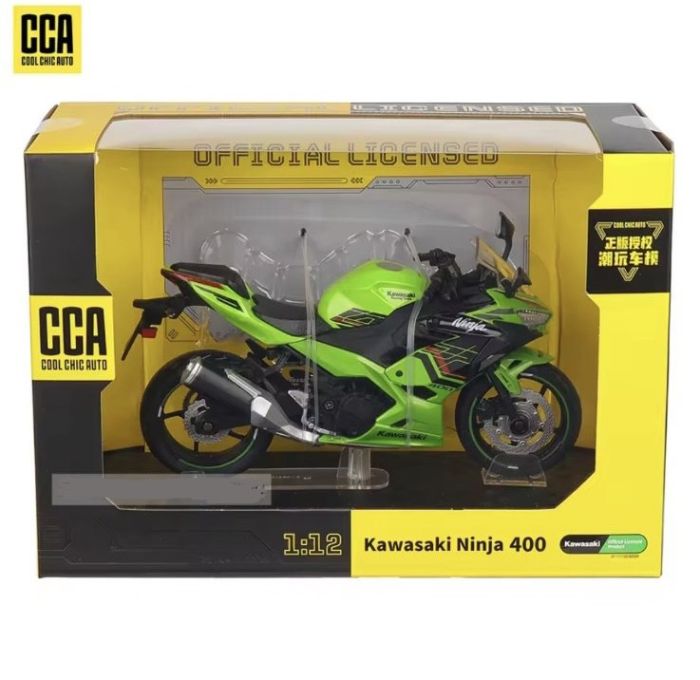 Масштабная модель Kawasaki Ninja 400 (2023) Green 1:12 CCA Licensed Diecast Model