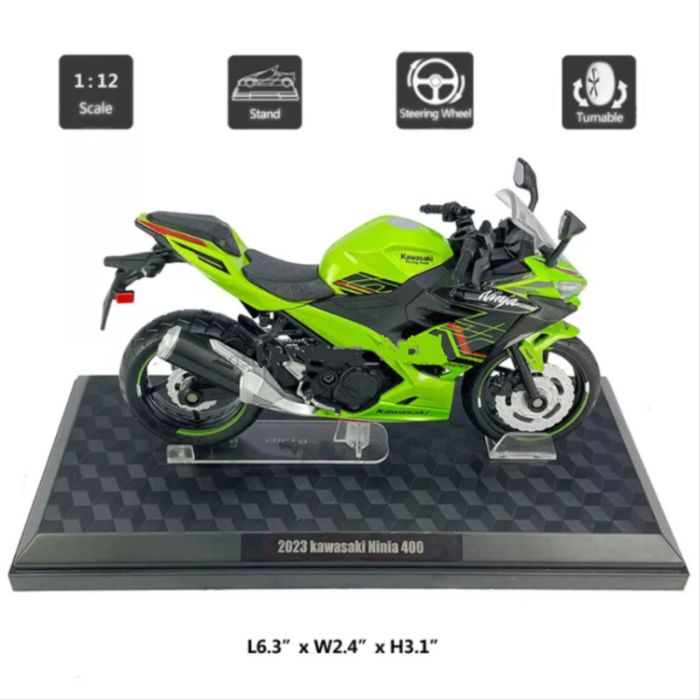 Масштабная модель Kawasaki Ninja 400 (2023) Green 1:12 CCA Licensed Diecast Model