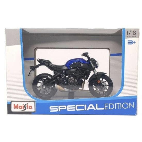 Коллекционная модель мотоцикла Yamaha MT-07 (2018) - Maisto 1:18 Special Edition Blue с матовыми черными деталями