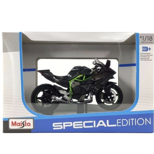 Коллекционная модель мотоцикла Kawasaki Ninja H2R - Масштаб 1:18 (Maisto) Цвет: Черный антрацит / Зеленый