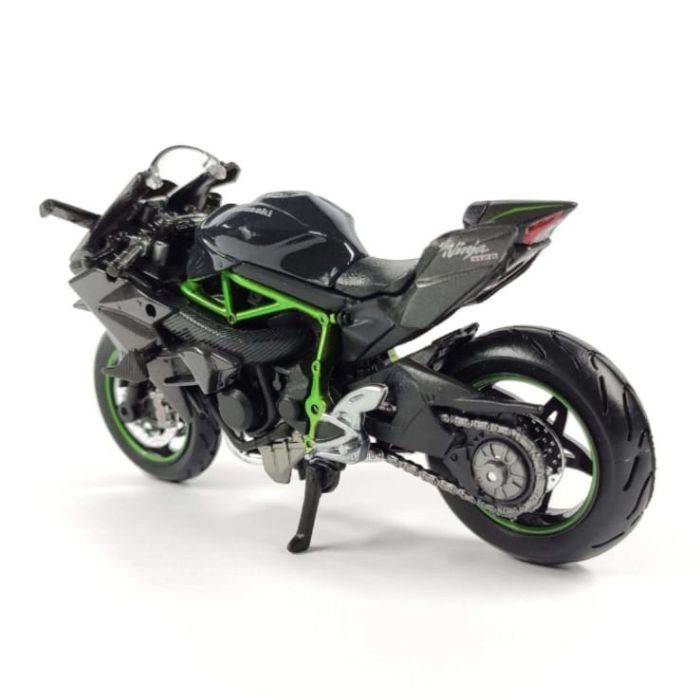 Коллекционная модель мотоцикла Kawasaki Ninja H2R - Масштаб 1:18 (Maisto) Цвет: Черный антрацит / Зеленый