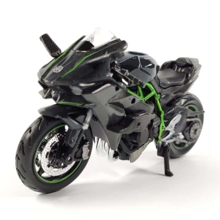 Коллекционная модель мотоцикла Kawasaki Ninja H2R - Масштаб 1:18 (Maisto) Цвет: Черный антрацит / Зеленый