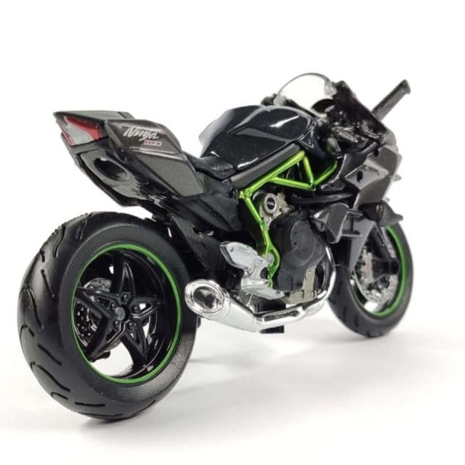 Коллекционная модель мотоцикла Kawasaki Ninja H2R - Масштаб 1:18 (Maisto) Цвет: Черный антрацит / Зеленый