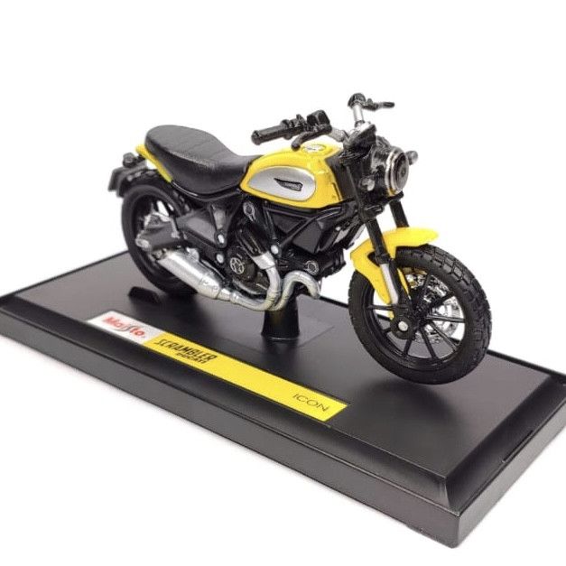 Коллекционная модель мотоцикла Ducati Scrambler Icon (Maisto, 1:18) ярко-желтый
