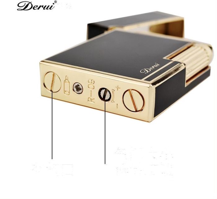 Элитная газовая зажигалка Derui R-09 Classic Black & Silver с фирменным кликом